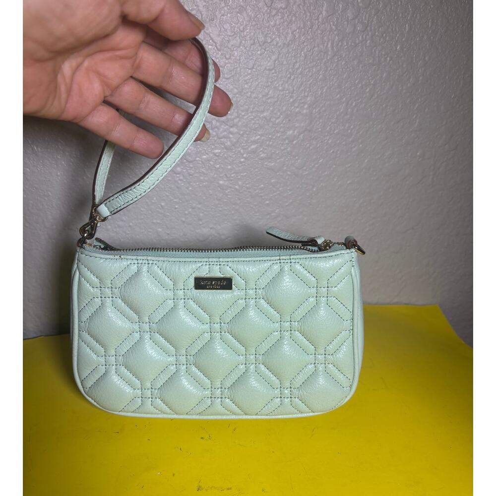 Kate Spade Mint Green Quilted Leather Convertible Clutch NWOT